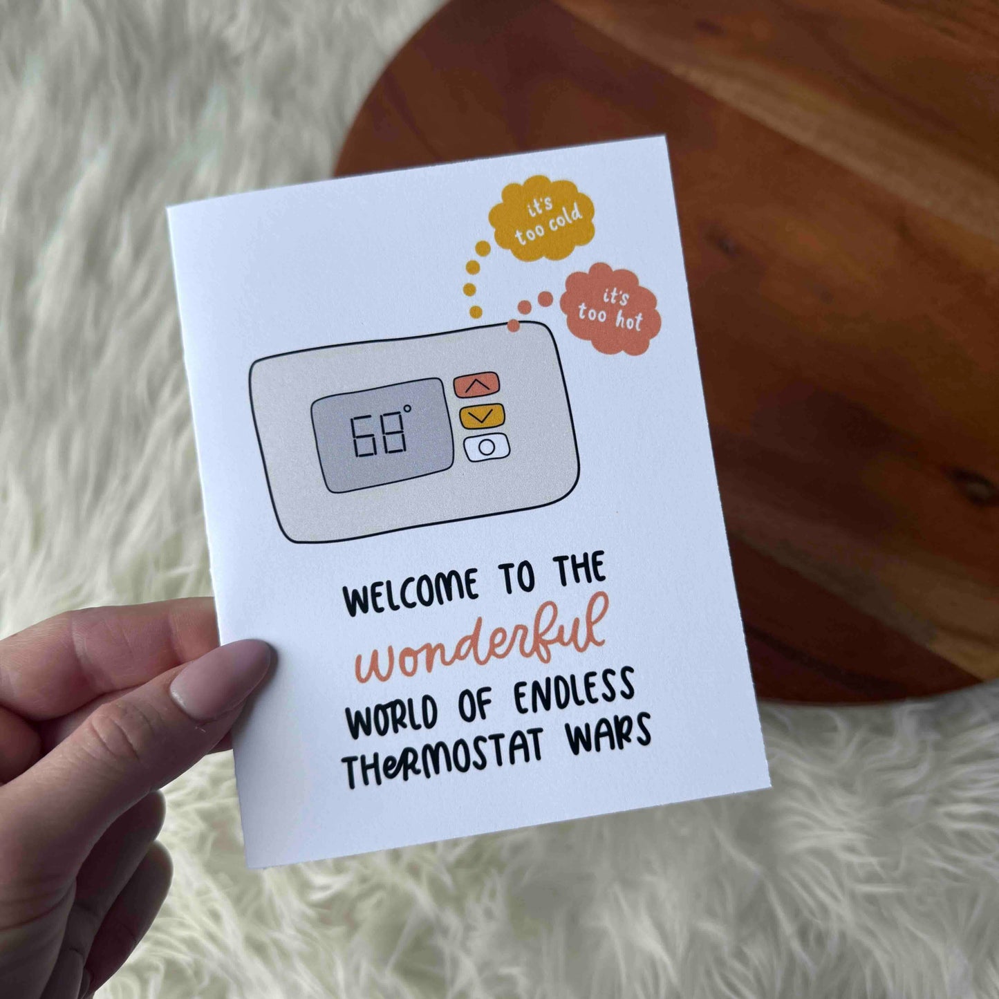 "Welcome to the endless thermostat war" Funny Wedding Card