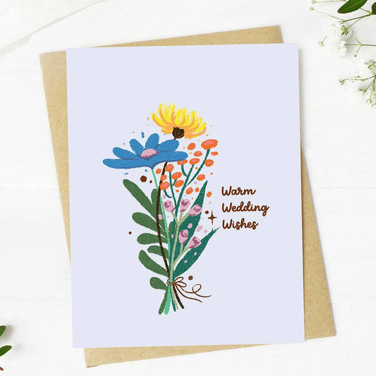 "Warm wedding wishes" Floral Wedding Card