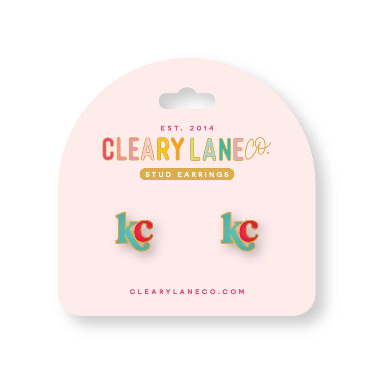 Kansas City KC Letters Enamel Stud Earrings | Red & Aqua