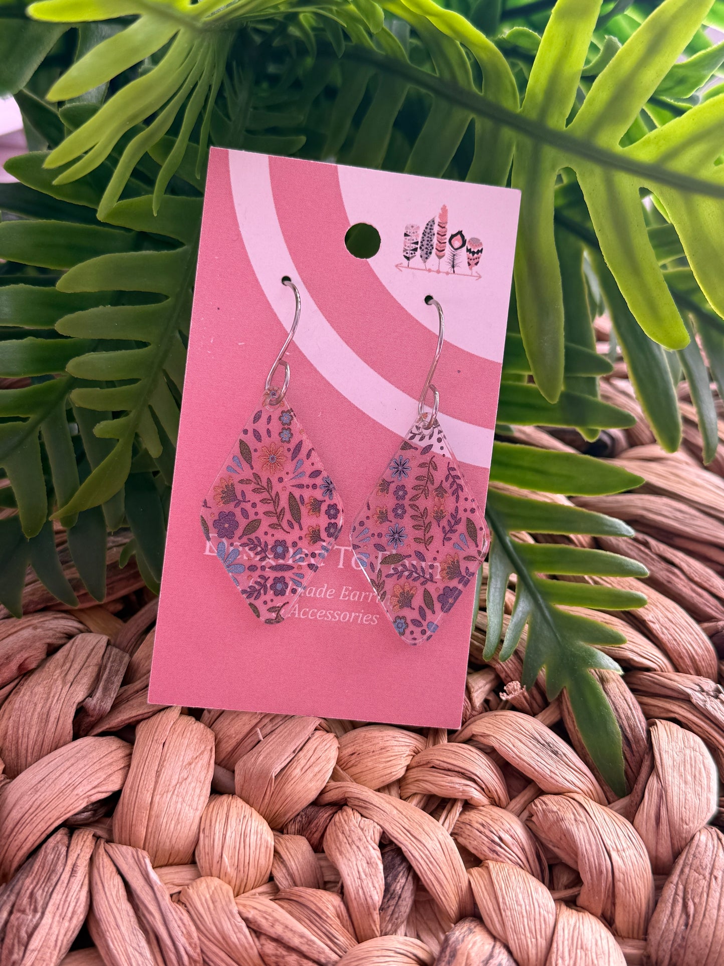 Lavender Scattered Floral Acrylic Dangle Earrings