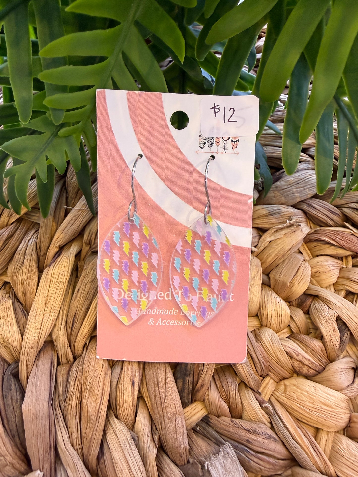 UV Printed Pastel Lightning Bolts Dangle Earrings