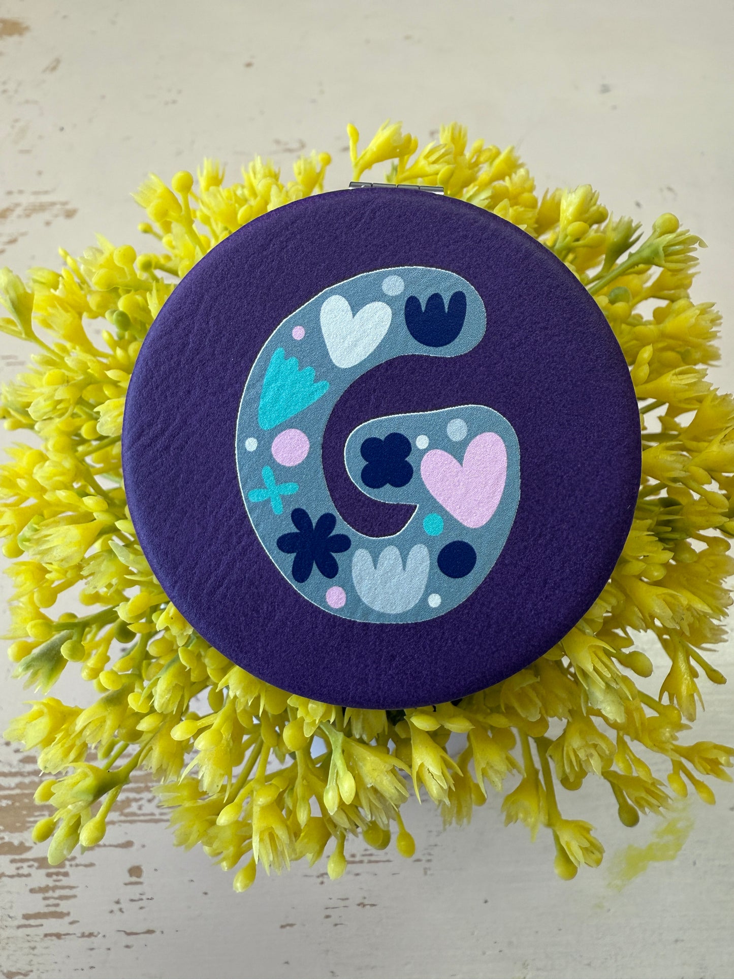 UV Printed Single-Letter Monogram Compact Mirror