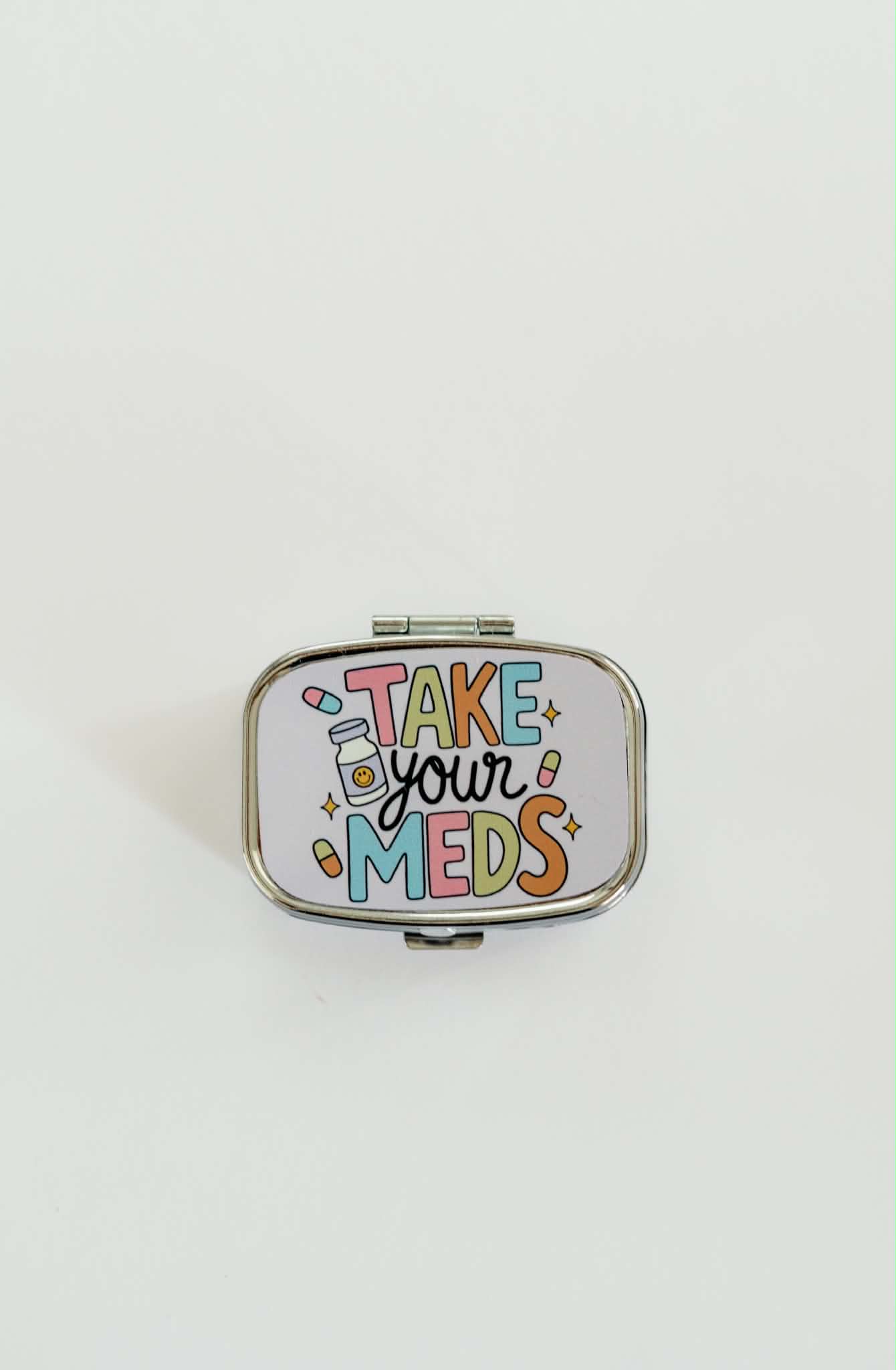 Pill Box Funny Gift Pill Case with Mirror