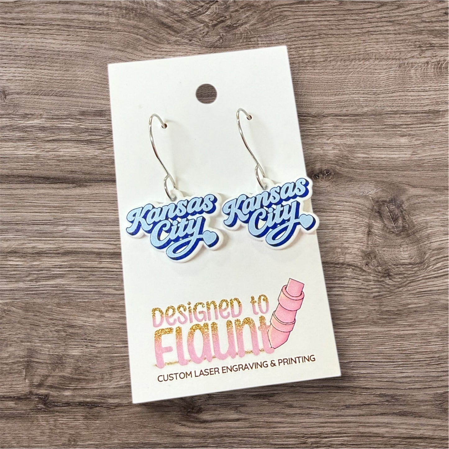 Kansas City Script Dangle Earrings (multiple options)