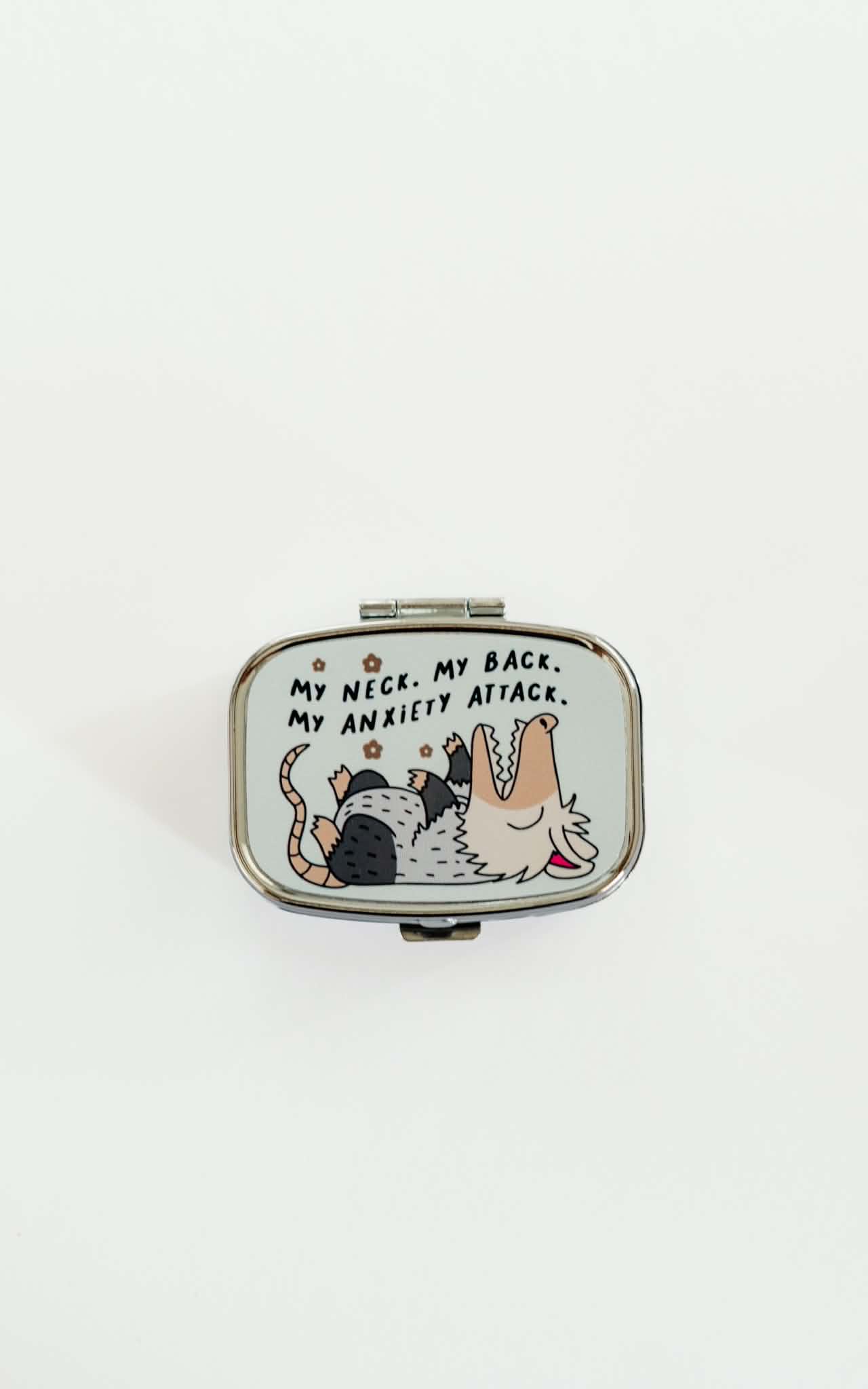Pill Box Funny Gift Pill Case with Mirror