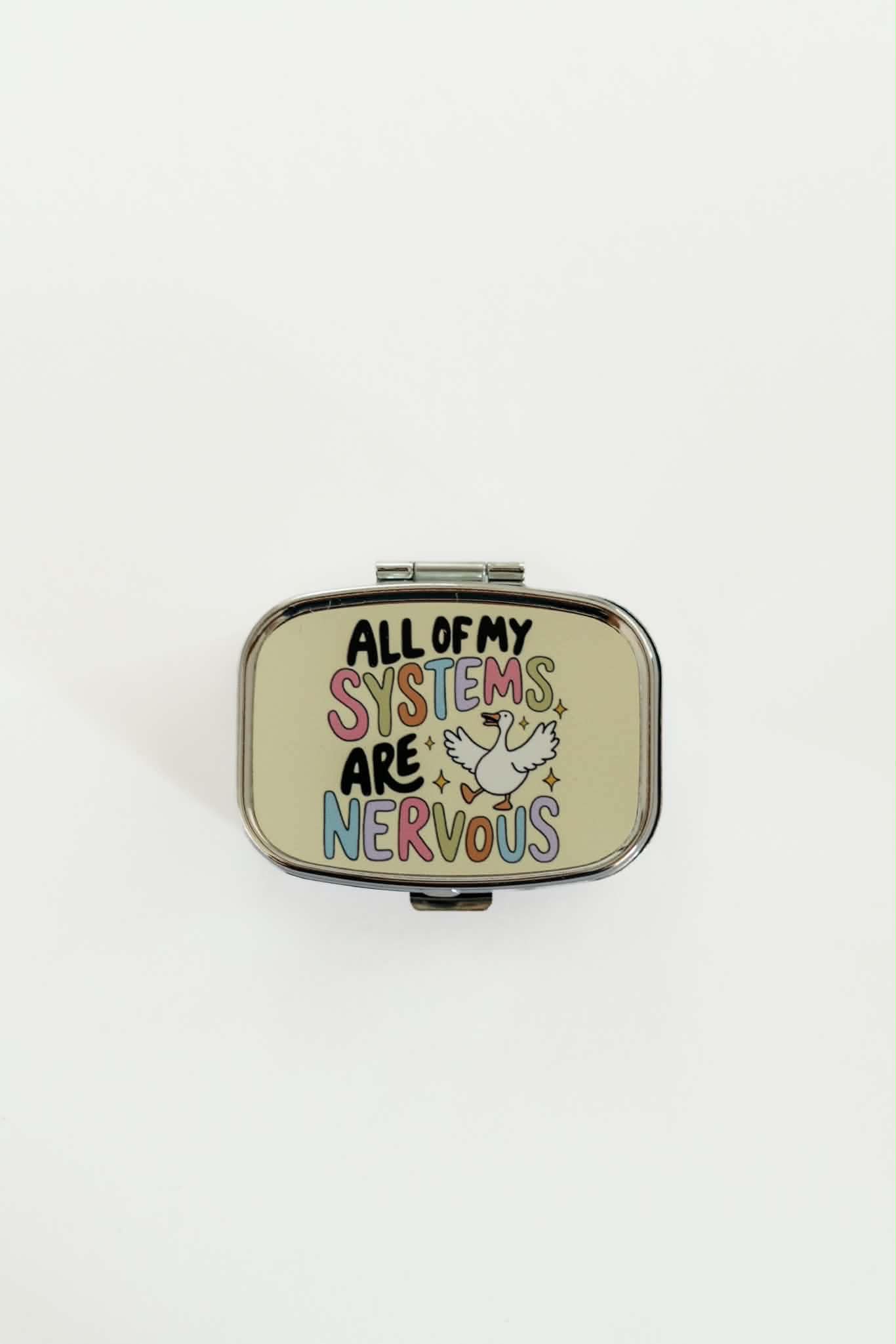 Pill Box Funny Gift Pill Case with Mirror
