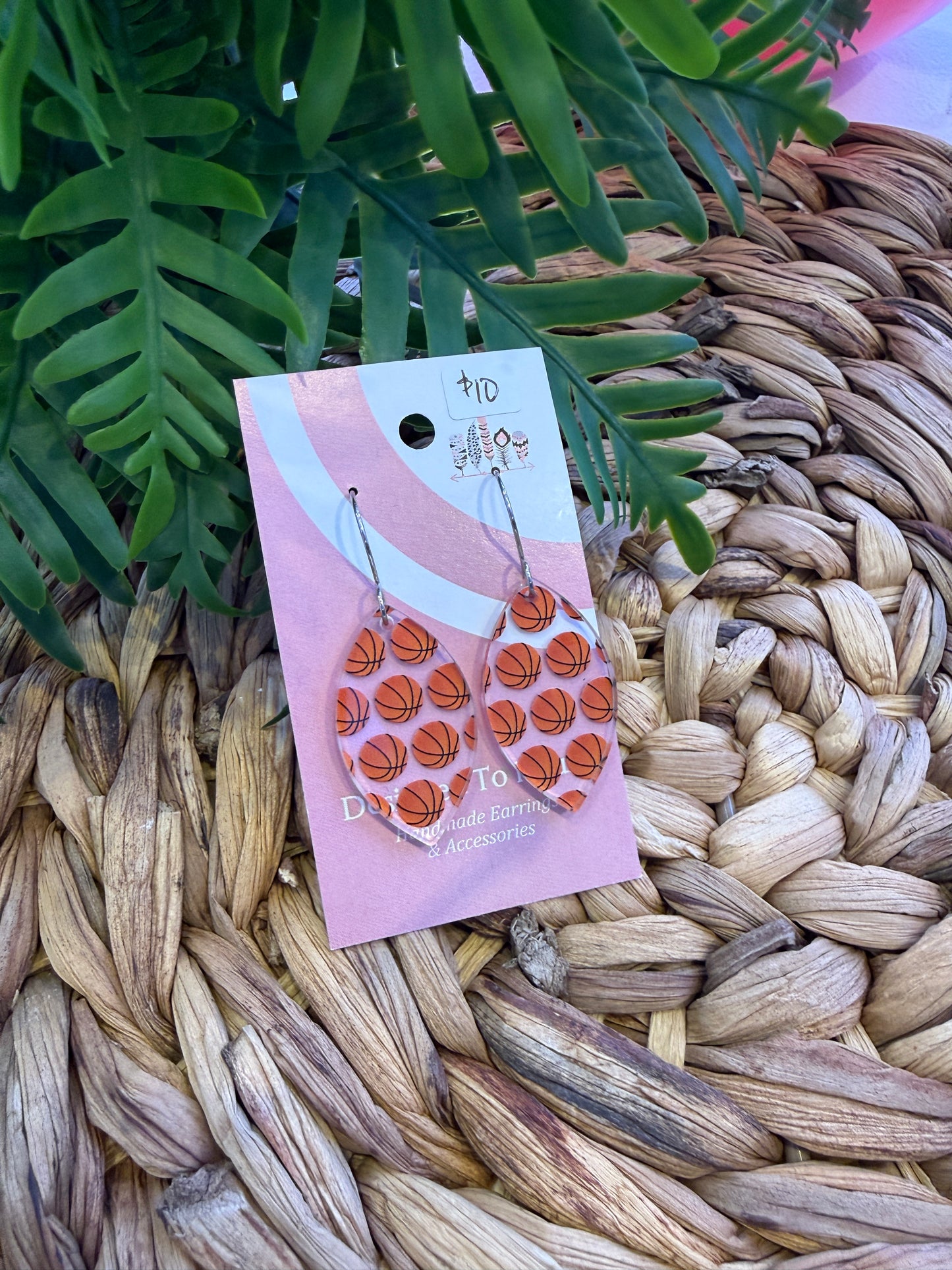 Basketball Scattered Print Dangle Earrings