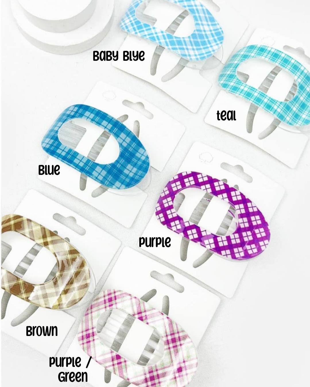 Checkered Print Flat Hair Claw