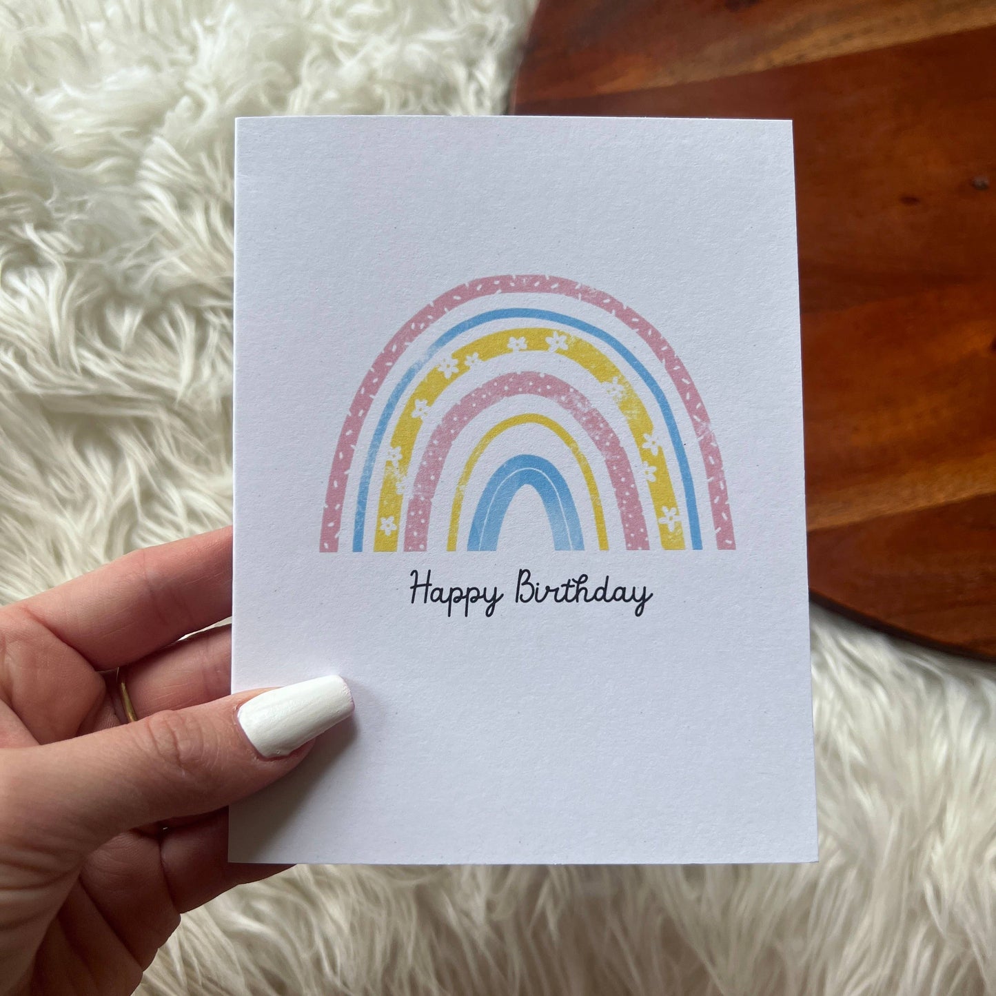 "Happy birthday" cute rainbow birthday card