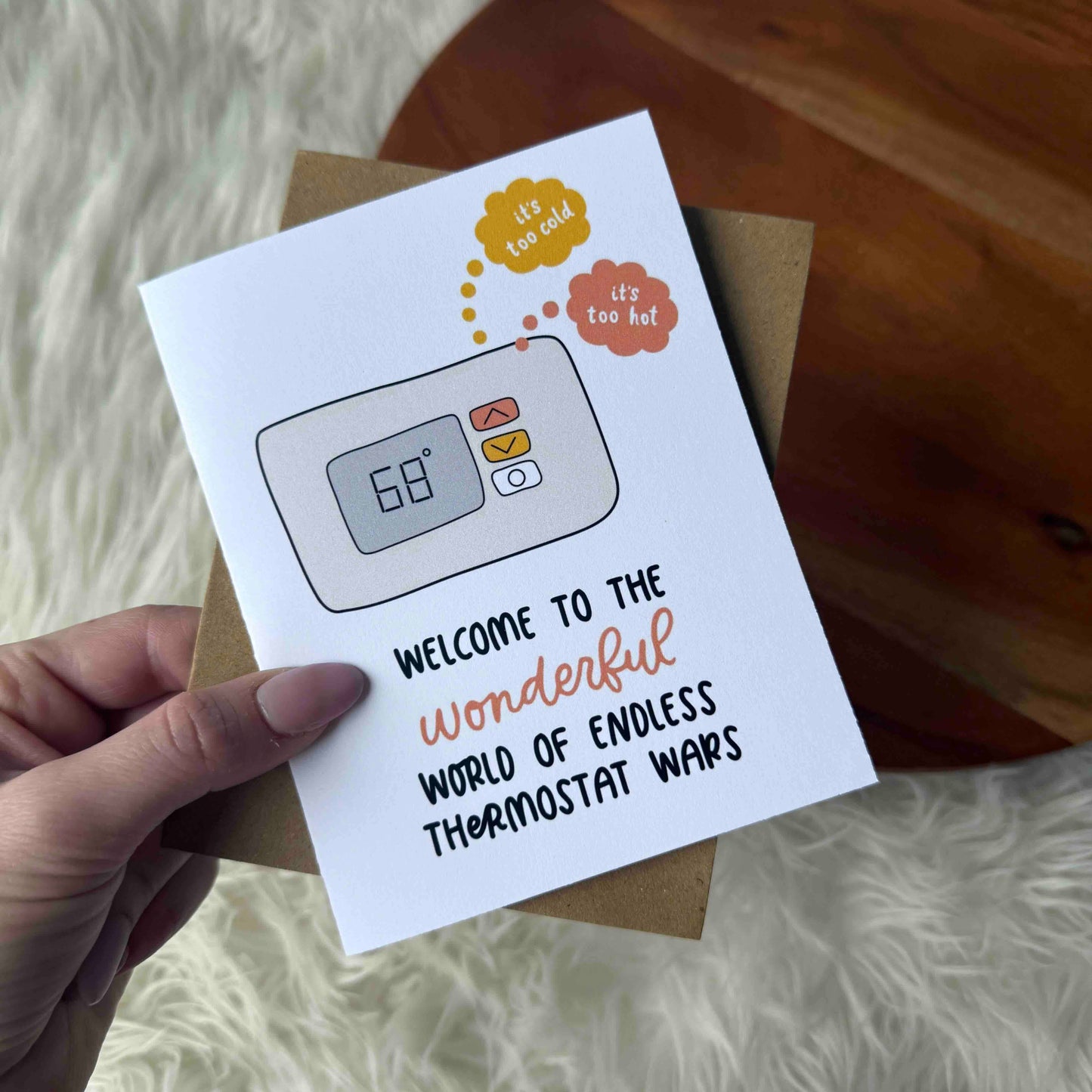"Welcome to the endless thermostat war" Funny Wedding Card