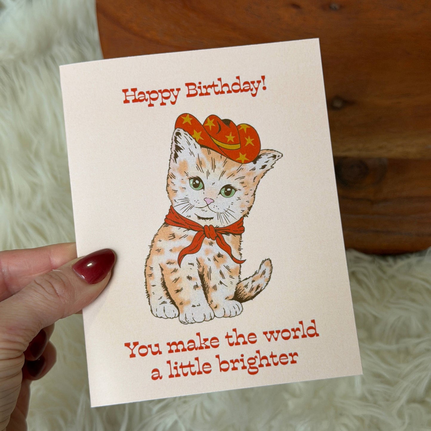 "You make the world a little brighter" Cat Birthday Card