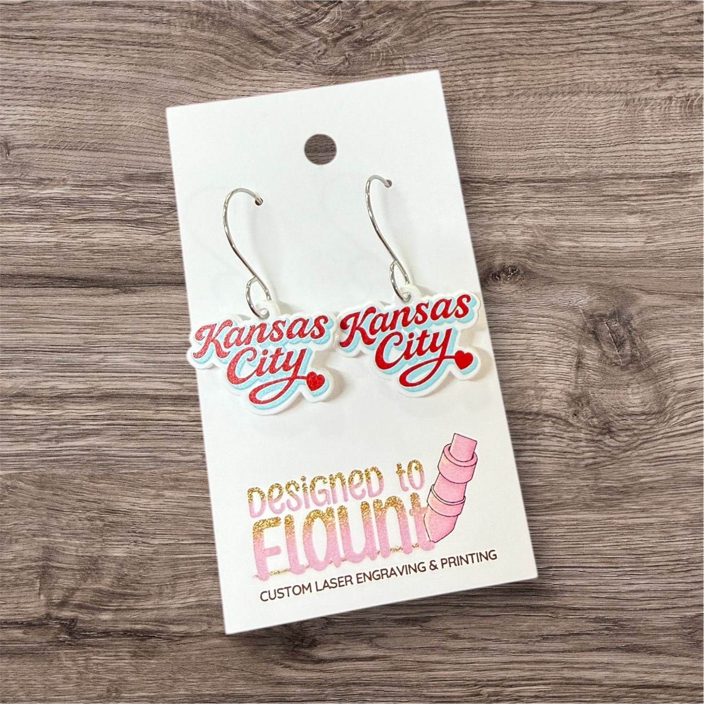 Kansas City Script Dangle Earrings (multiple options)