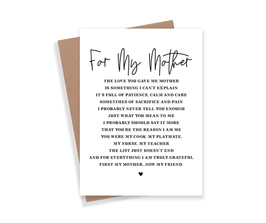 For My Mother Card
