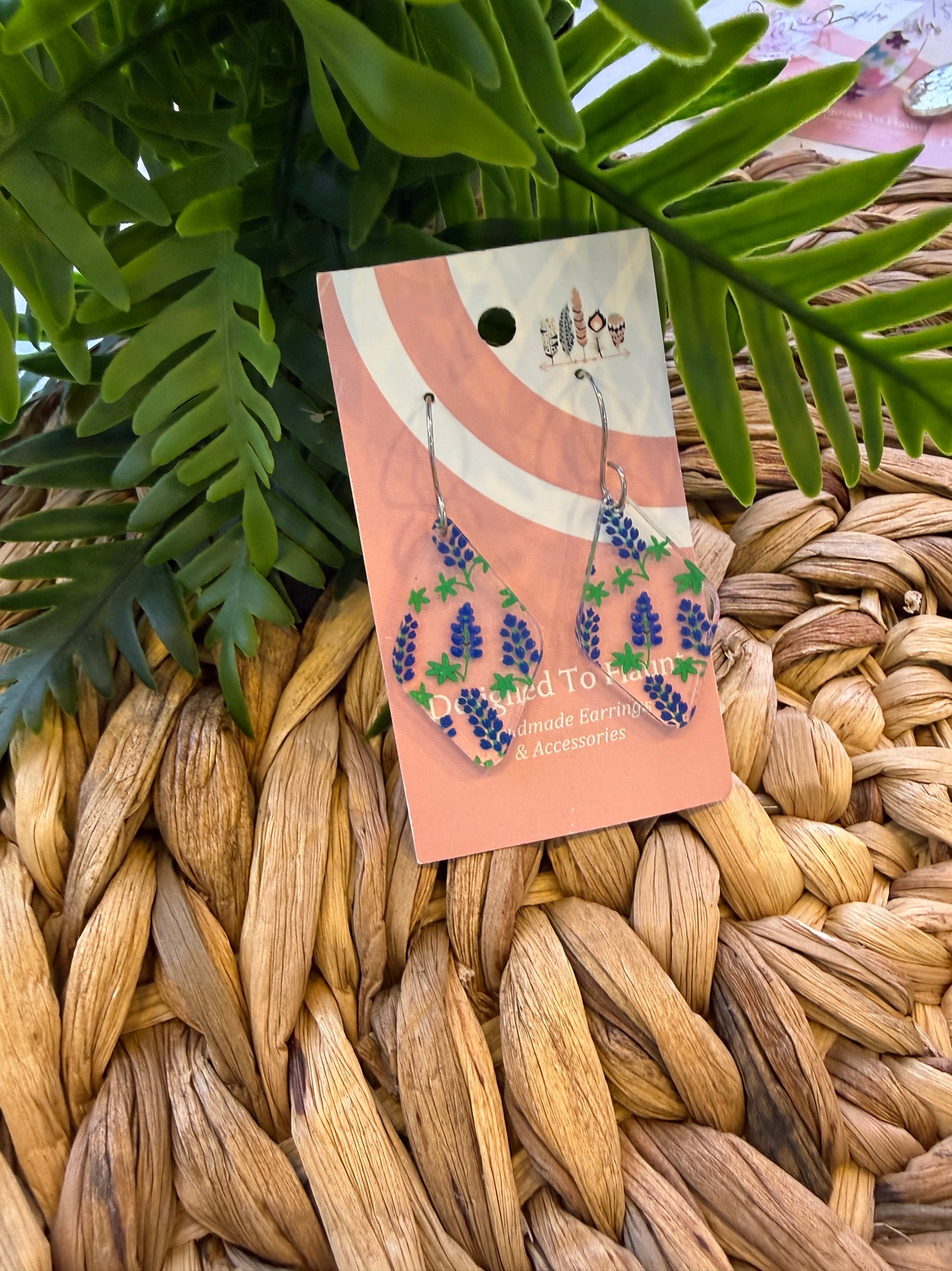 Blue Bonnets Scattered Print Dangle Earrings