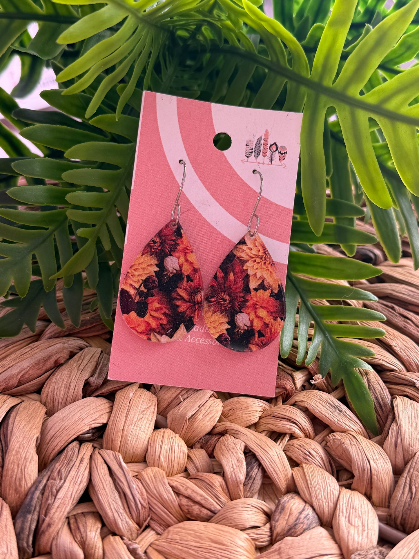 Autumn Bloom Print Dangle Earrings