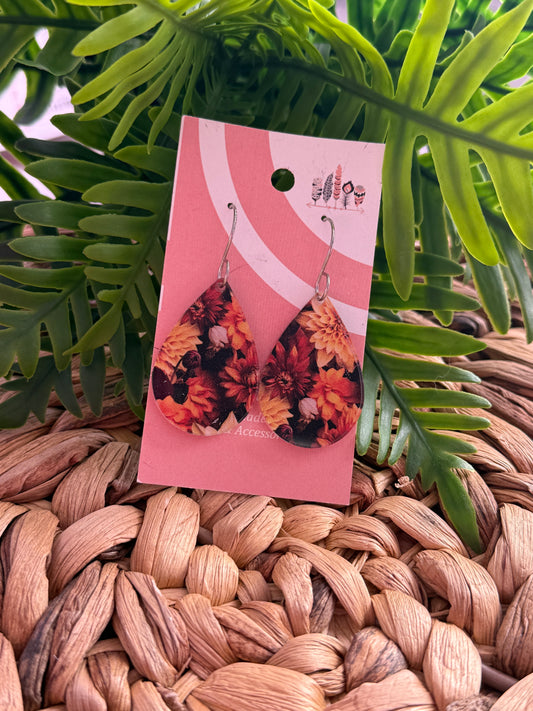 Autumn Bloom Print Dangle Earrings