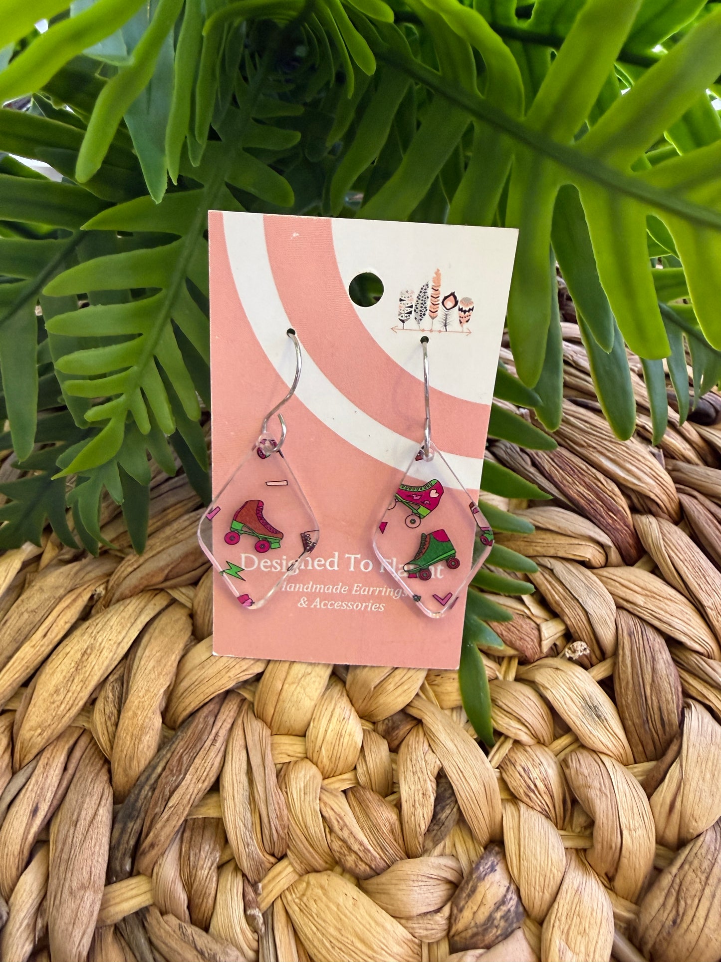 Roller Skate Scattered Print Dangle Earrings