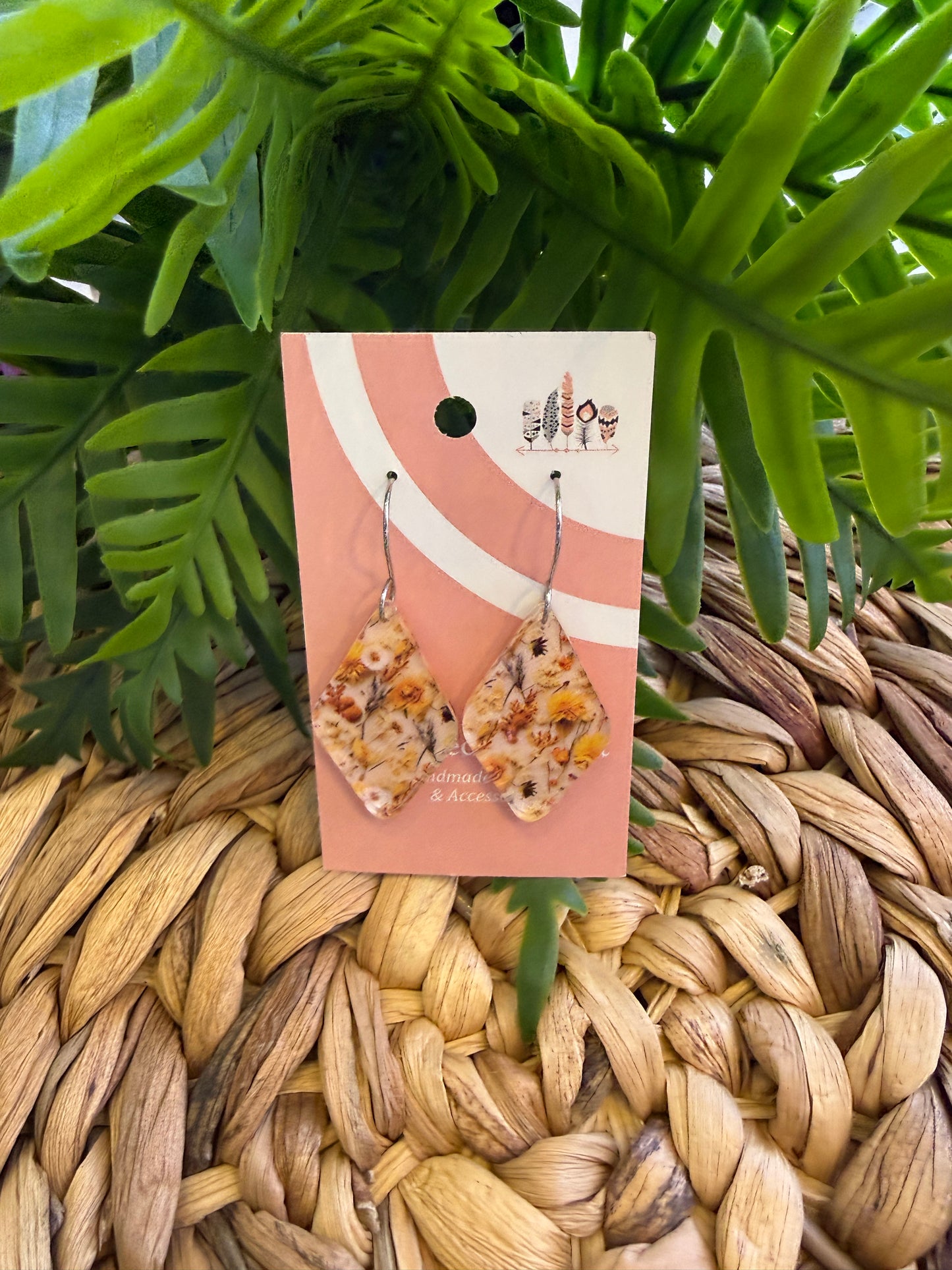 Fall Floral Scattered Print Dangle Earrings