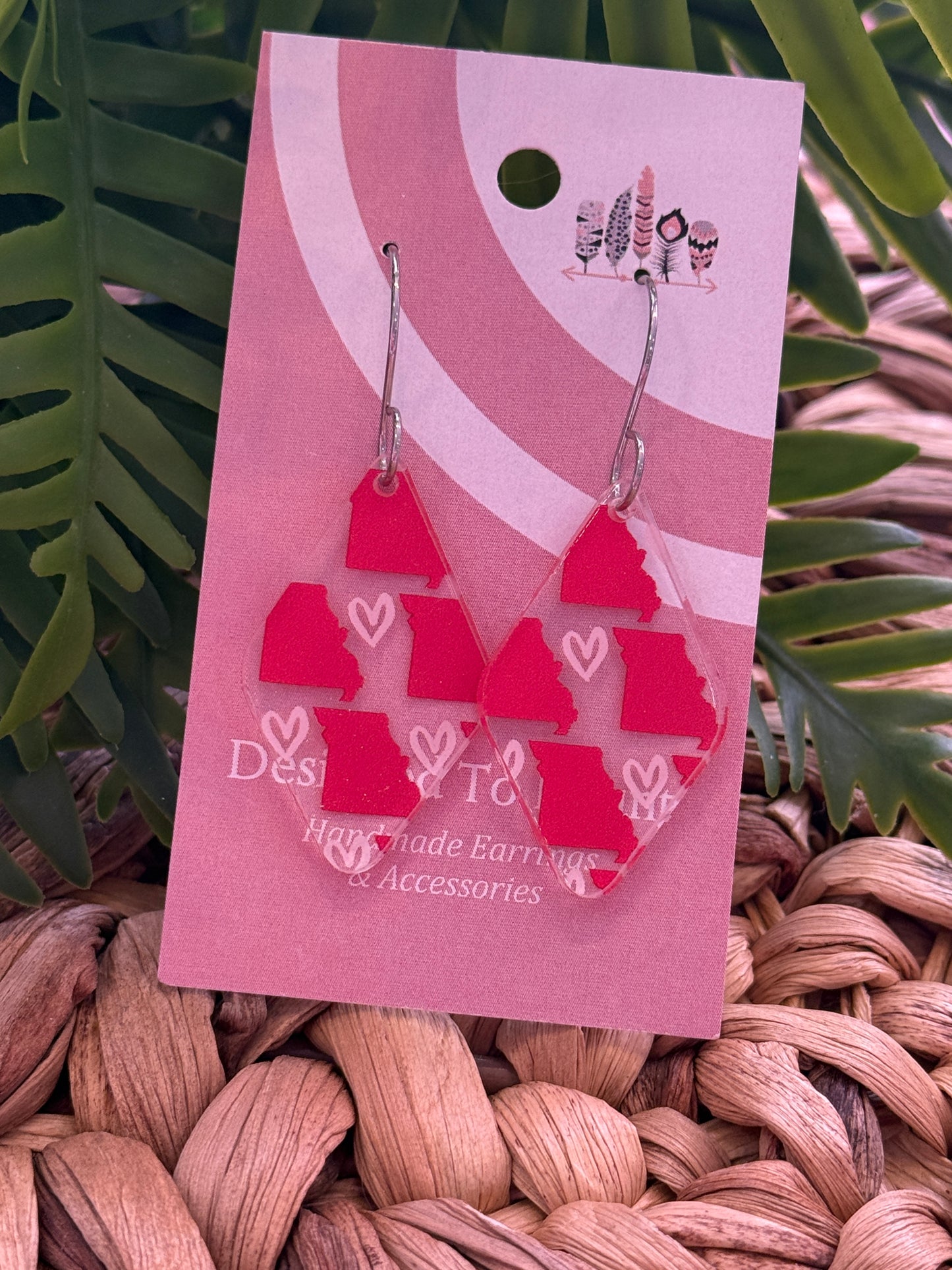 State of Missouri Heart Acrylic Dangle Earrings
