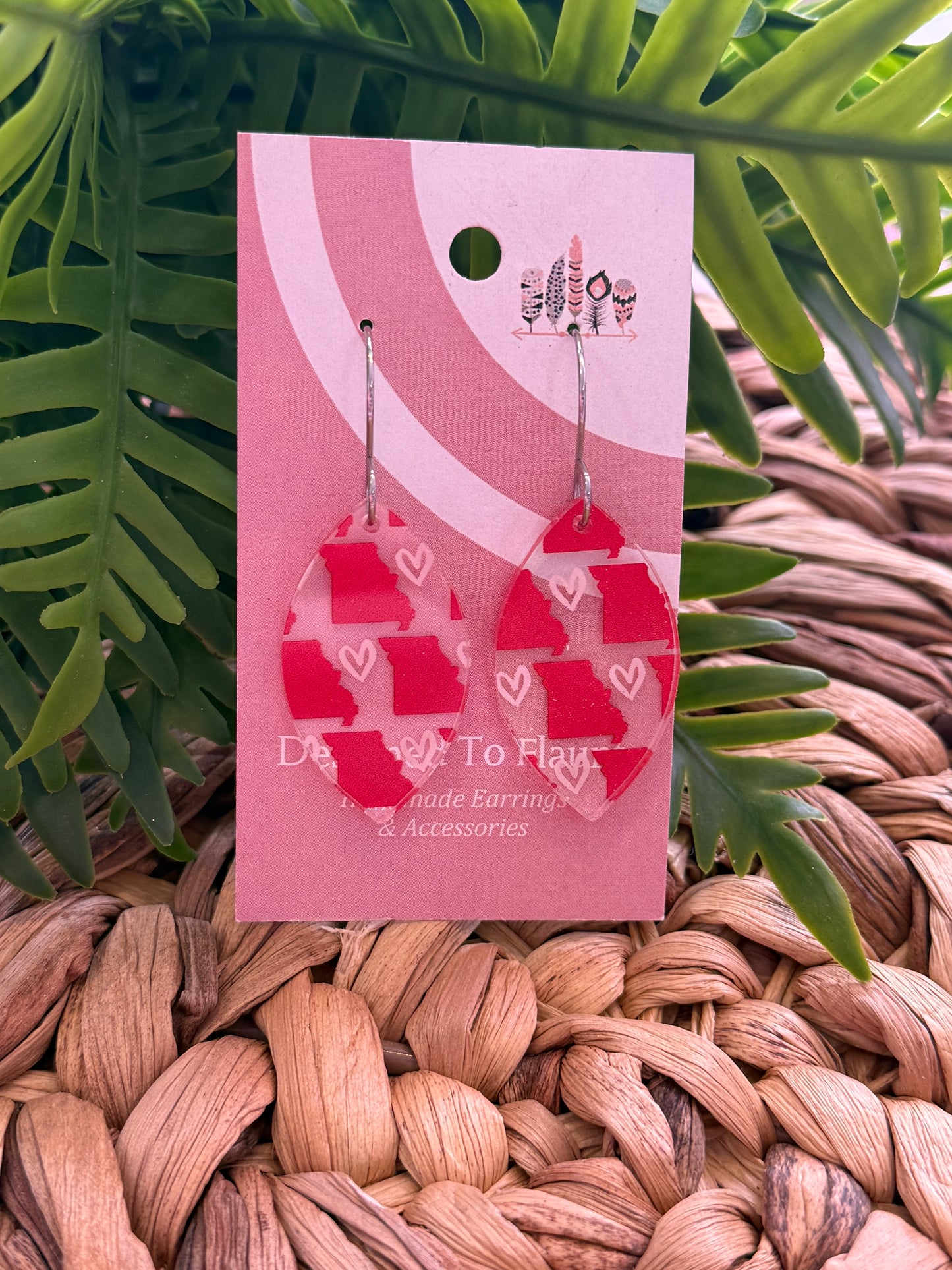 State of Missouri Heart Acrylic Dangle Earrings