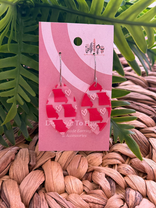 State of Missouri Heart Acrylic Dangle Earrings