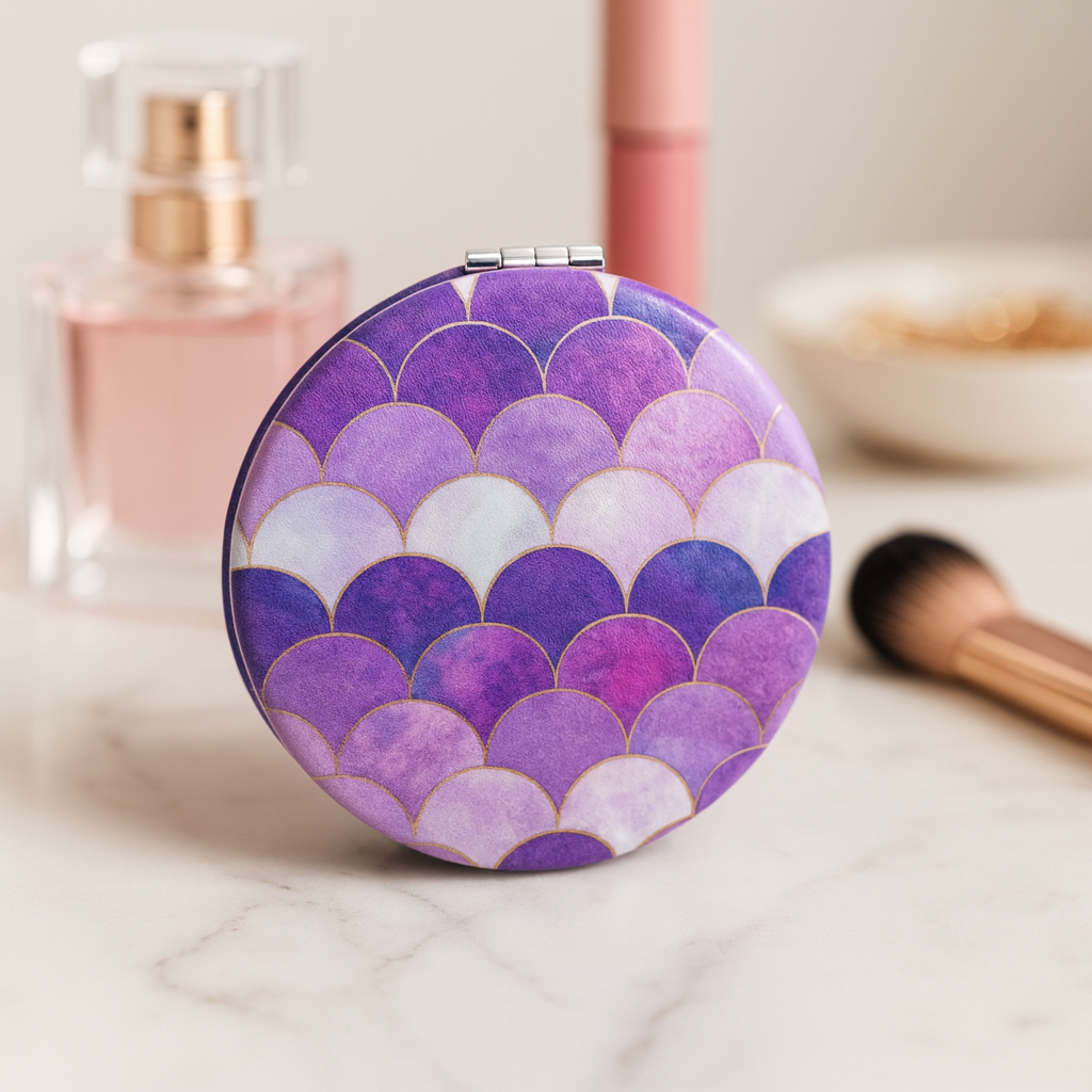 UV Printed Ocean Aura Leatherette Compact Mirror