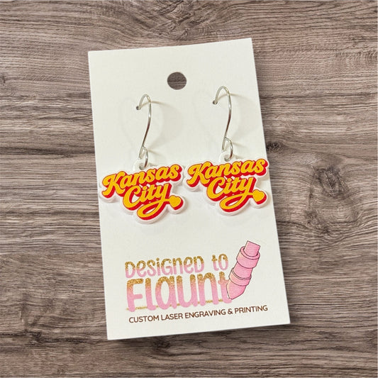 Kansas City Script Dangle Earrings (multiple options)