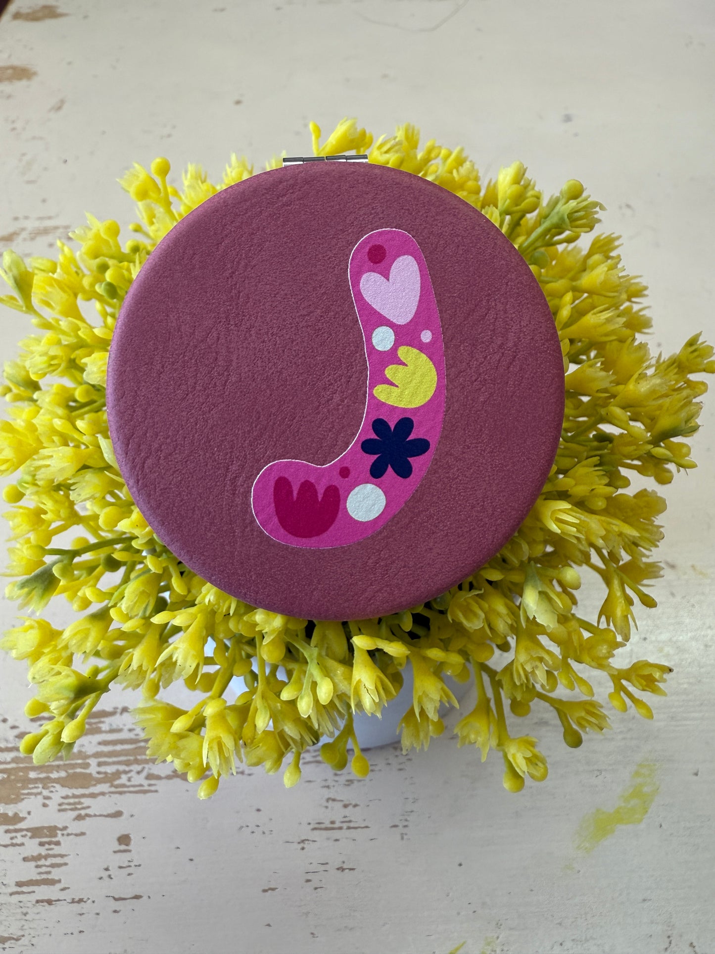 UV Printed Single-Letter Monogram Compact Mirror