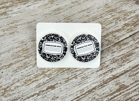 UV Printed Composition Book Acrylic Stud Earrings