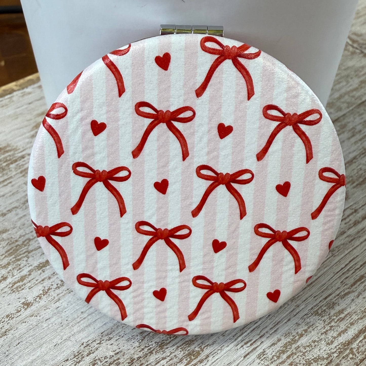 UV Printed Cupid's Ribbon Compact Mirror