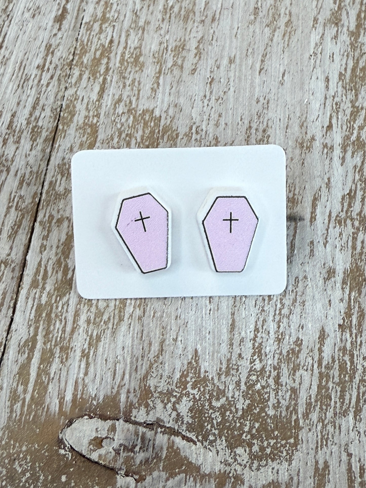 UV Printed Coffin Acrylic Stud Earrings