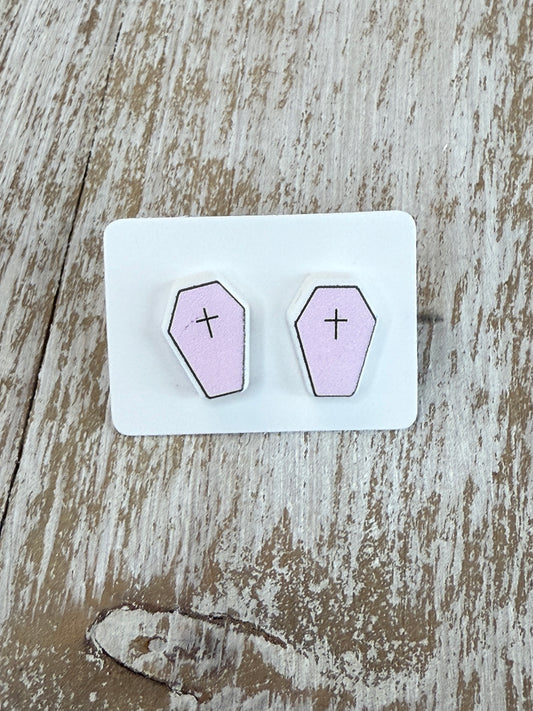 UV Printed Coffin Acrylic Stud Earrings