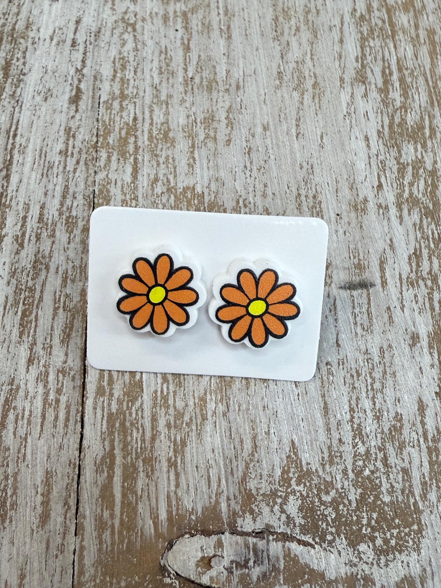 UV Printed Daisies Acrylic Stud Earrings