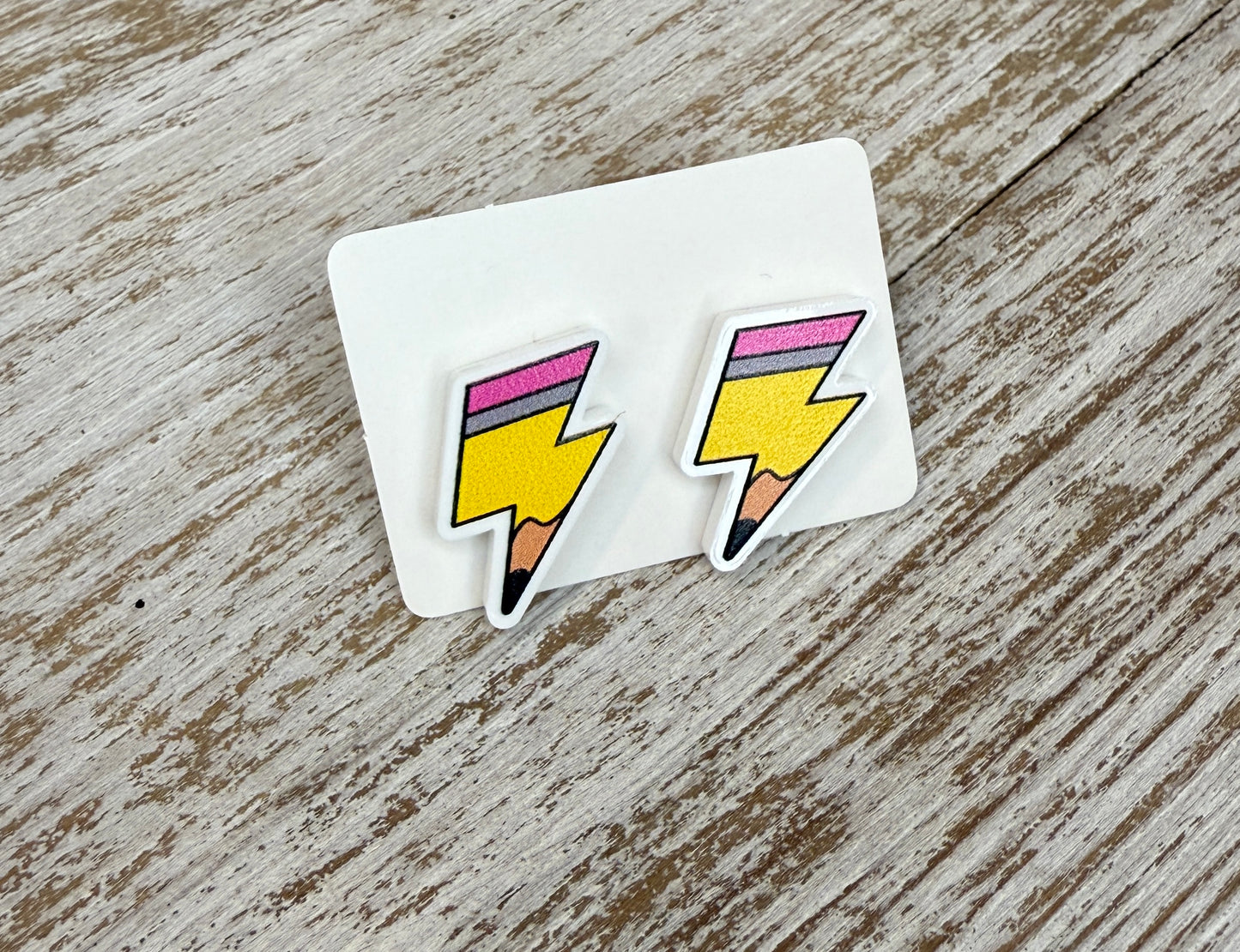 UV Printed Pencil Strike Acrylic Stud Earrings