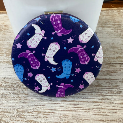 UV Printed Cosmic Cowgirl Leatherette Compact Mirror