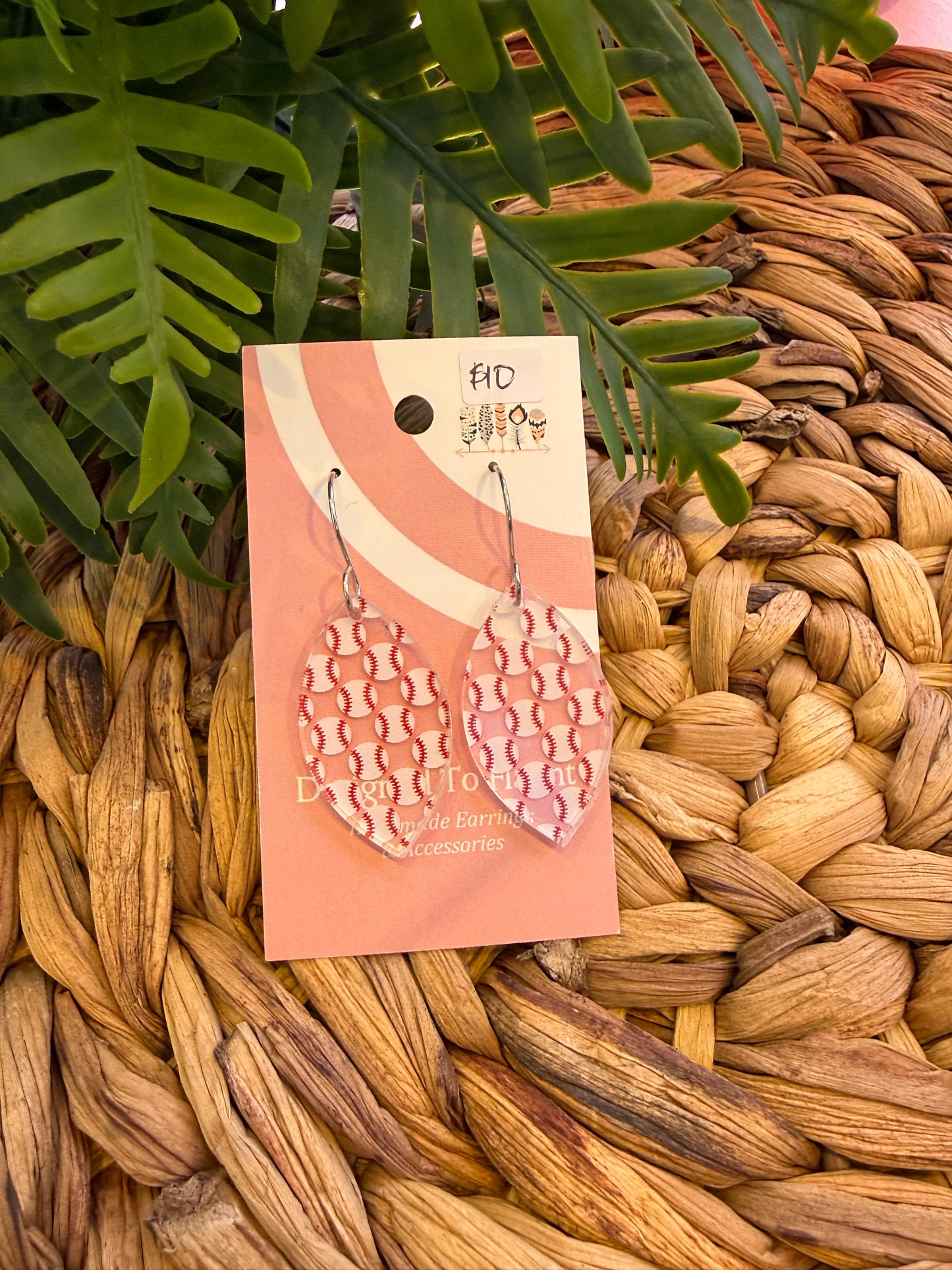 Baseball Scattered Print Dangle Earrings