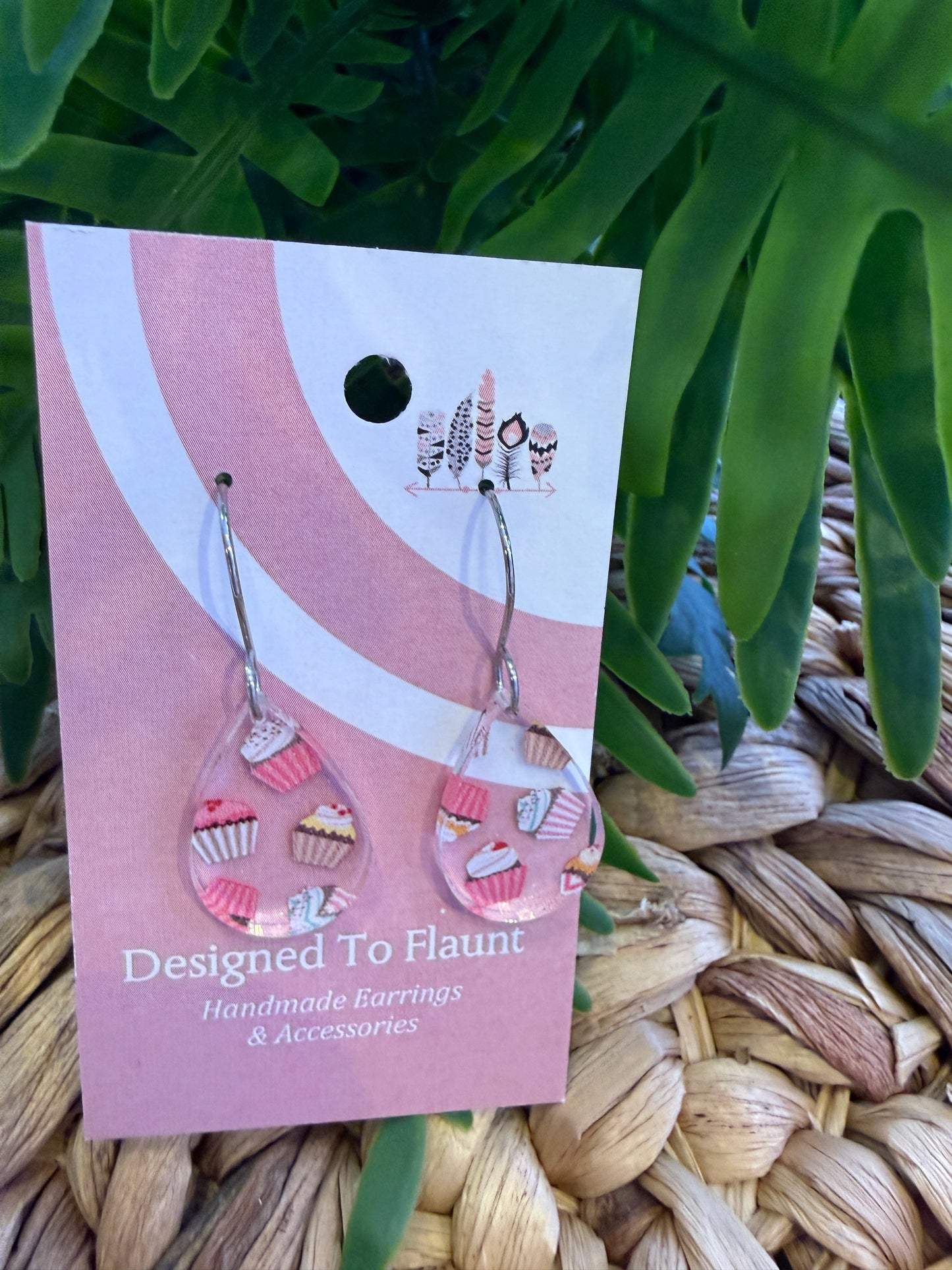 Cupcakes Scattered Print Dangle Earrings