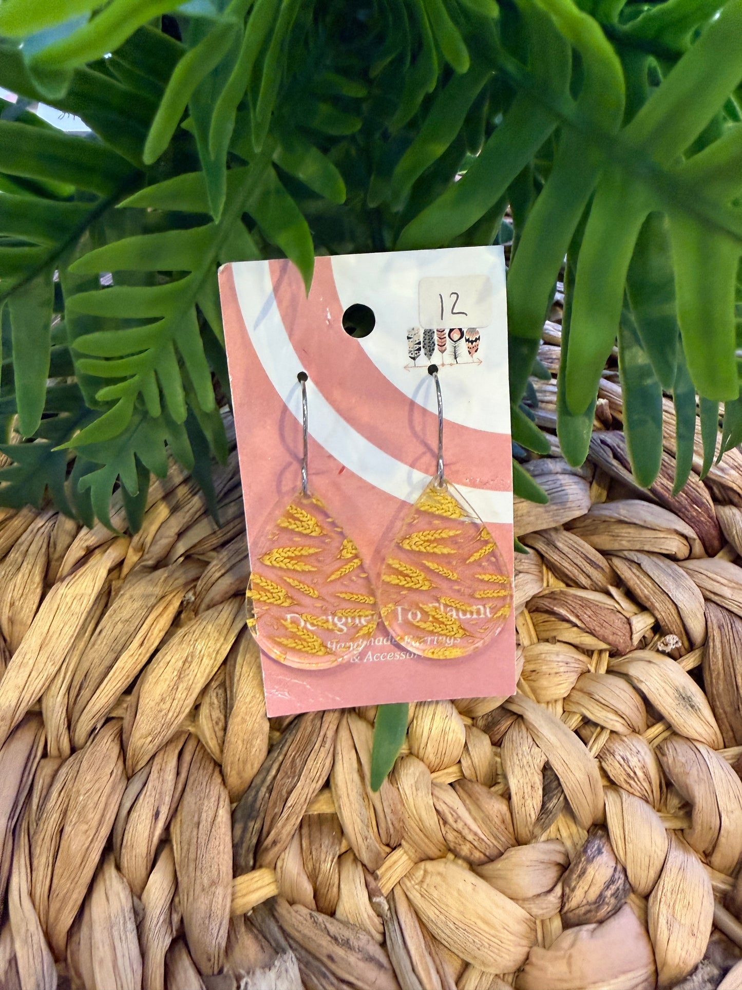 Wheat Scattered Print Dangle Earrings