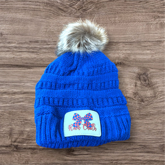 UV Printed Rock Chalk Bow Knit Pom Beanie