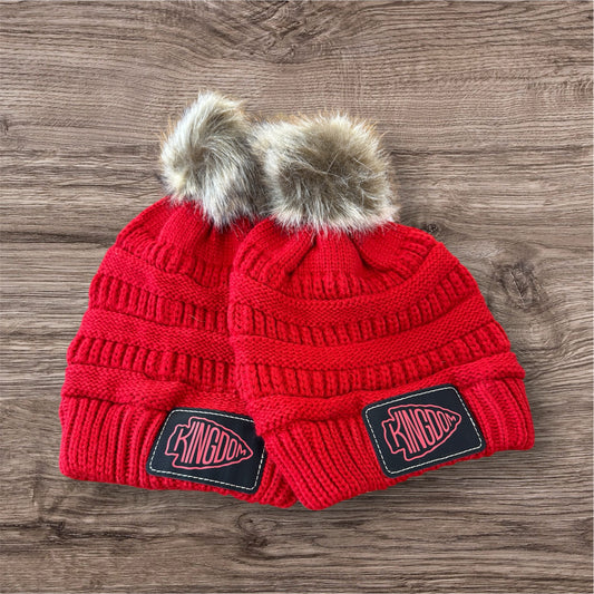 UV Printed Red Kingdom Knitted Pom Beanie