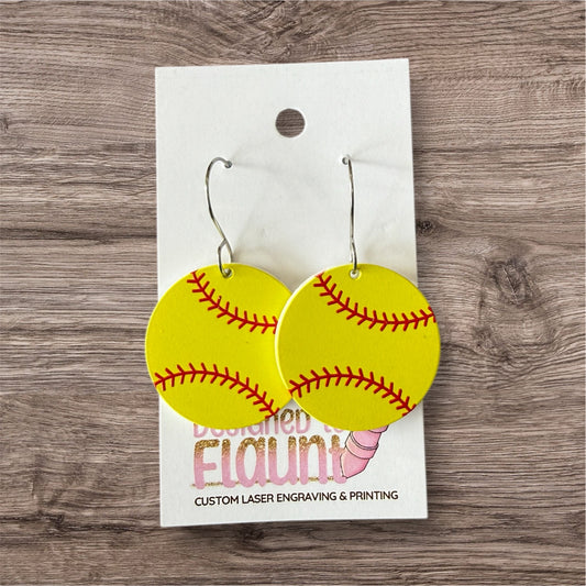 Game Day Softball Dangle Earrings