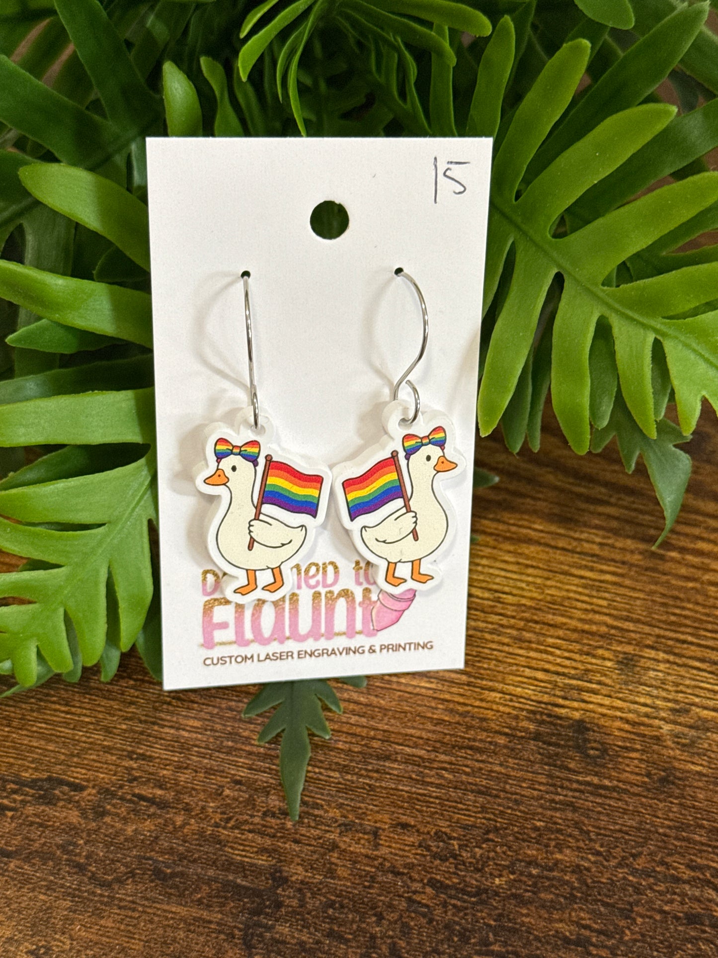 Pride Flag Goose Dangle Earrings