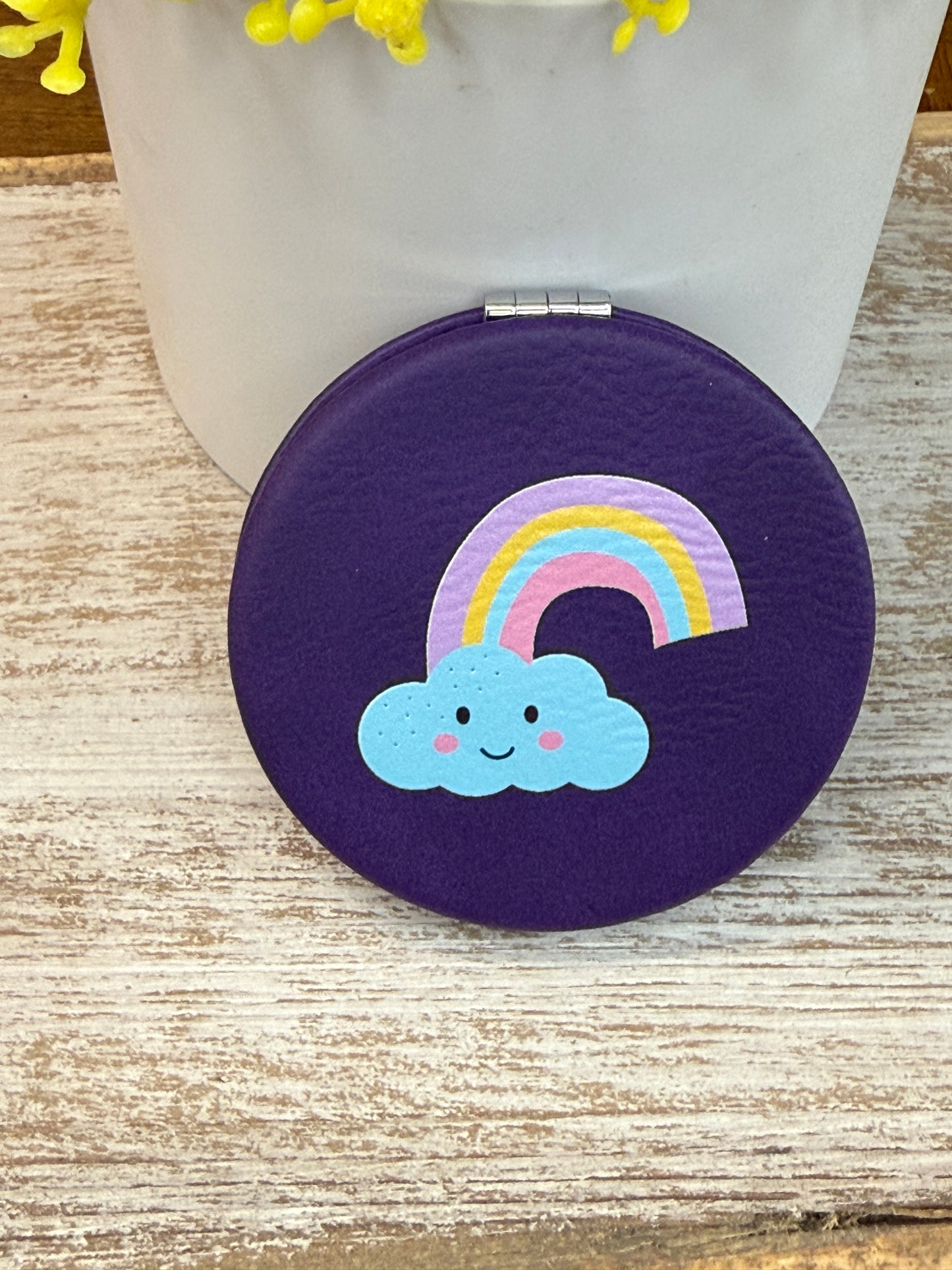 UV Printed Rainbow Daydream Leatherette Compact Mirror