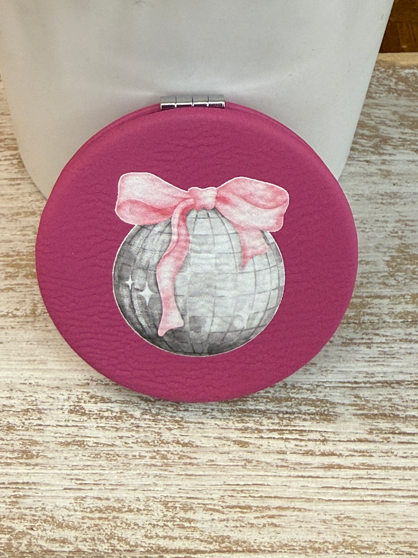 UV Printed Disco Dreaming Leatherette Compact Mirror
