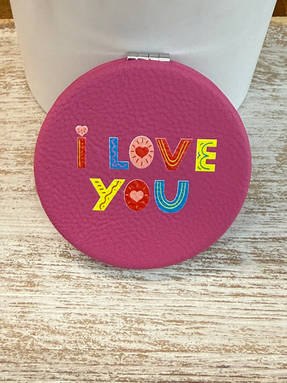 UV Printed Love Letter Leatherette Compact Mirror