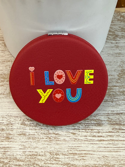 UV Printed Love Letter Leatherette Compact Mirror