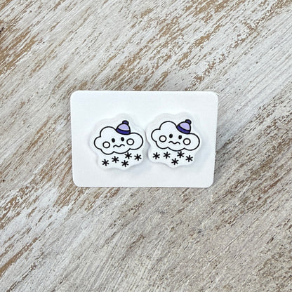 UV Printed Snow Day Acrylic Stud Earrings