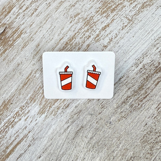 UV Printed Cherry Soda Acrylic Stud Earrings