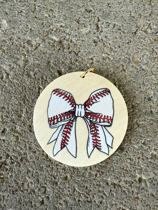UV Printed Baseball Bow Keychain
