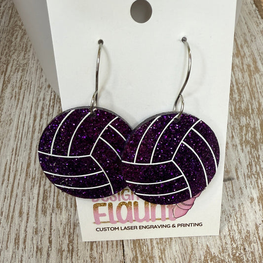 Bump, Set, Sparkle! UV Printed Volleyball Dangles